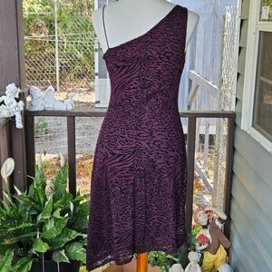 Teeze Me One-Shoulder Animal Print Dress in Deep Purple